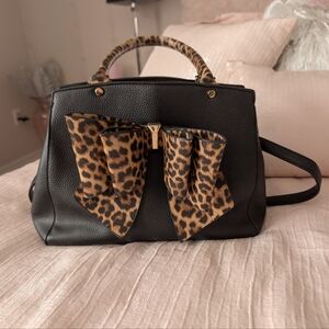 Black and Leopard Bow Handbag